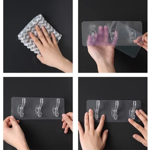 Sihirli Mop Şeffaf Silikon Yapışkanlı Askı 6'lı Banyo Mutfak Askılığı