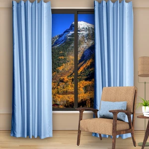 Blackout (Karartma) Fon Perde-Güneşlik Pilesiz Extraforlu Düz Dikim Mavi