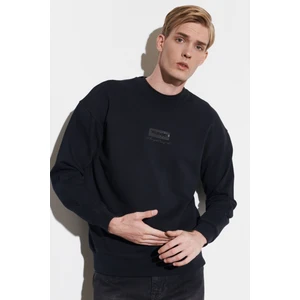 Loose Fit Rahat Kesim %100 Pamuk Bisiklet Yaka Logolu Sweatshirt