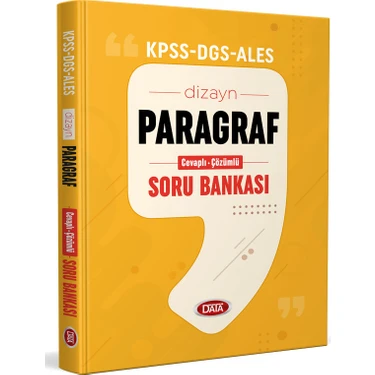 Data Yayınları KPSS ALES DGS Dizayn Yeni Nesil Sorularla Paragraf Soru Bankası (Cevaplı –