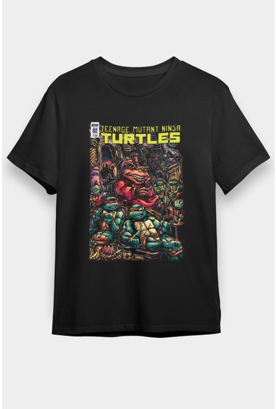 Tişört Fabrikası Teenage Mutant Ninja Turtles Ninja Kaplumbağalar Siyah Unisex T-Shirt