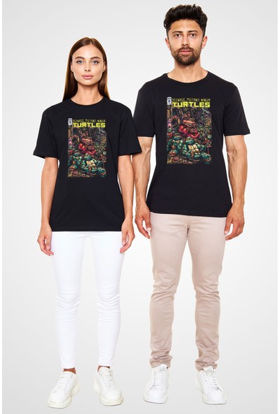 Tişört Fabrikası Teenage Mutant Ninja Turtles Ninja Kaplumbağalar Siyah Unisex T-Shirt