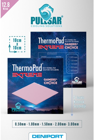 Pullsar Thermopad Extreme 100X100X1.0 mm 12.8 W/mxk