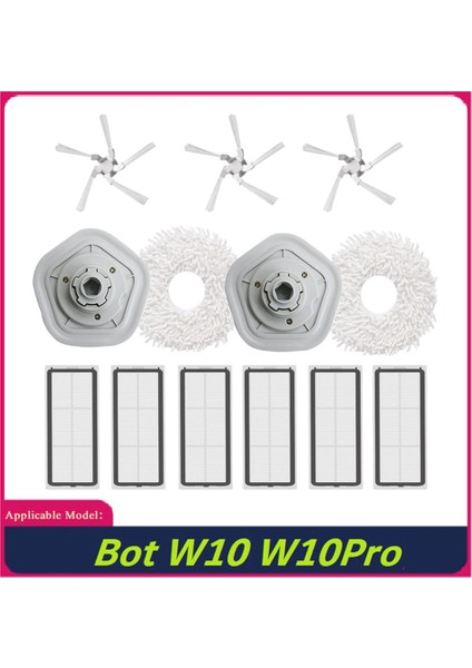 13 Adet Yedek Aksesuar Yıkanabilir Paspas Bezi Yan Fırça Hepa Filtre Dreame W10/W10 Pro Robot Elektrikli Süpürge Par (Yurt Dışından)