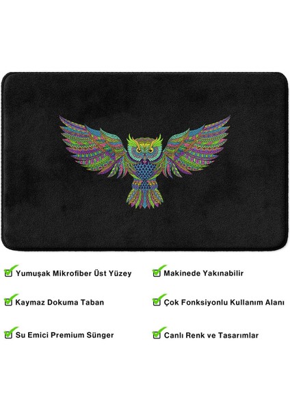 Sevimli Tasarımlı Mikrofiber Banyo Paspası, Kaymaz Taban, Makinede Yıkanabilir (40X60)