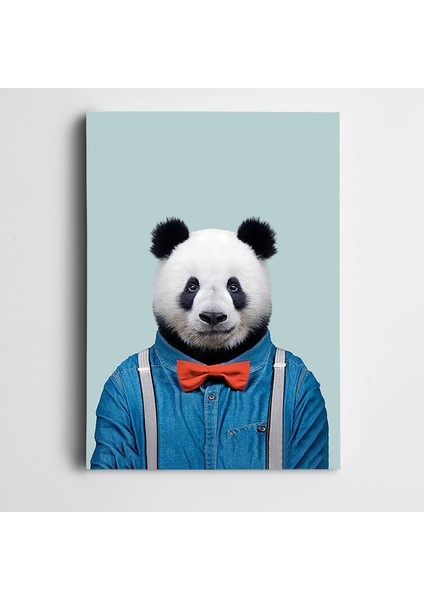 Kırmızı Papyonlu Panda Kanvas Tablo