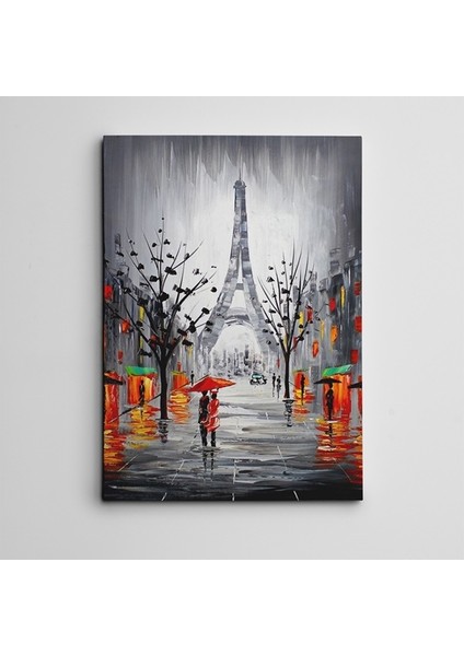 Eyfel Yağmur ve Şemsiye Mini Kanvas Tablo