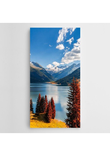 Dağdan Göl Manzarası Panoramik Kanvas Tablo