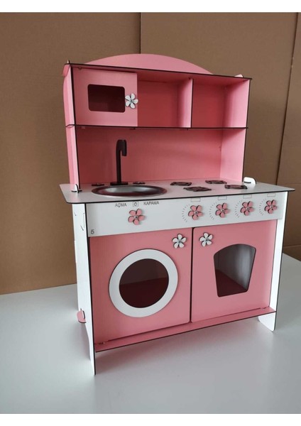Pembe Ahşap Oyuncak Mutfak