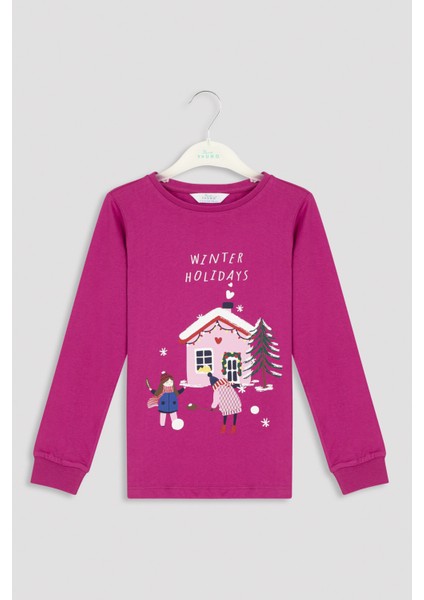 Çok Renkli Kız Çocuk Holiday Pijama Takımı