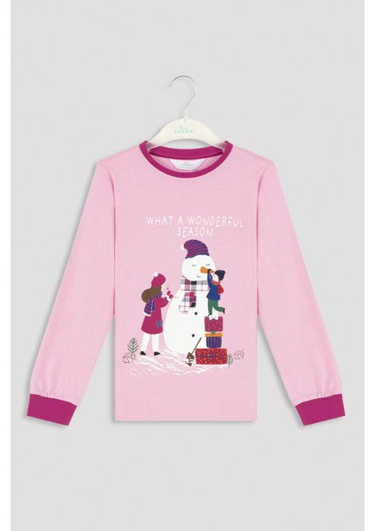 Çok Renkli Kız Çocuk Holiday Pijama Takımı