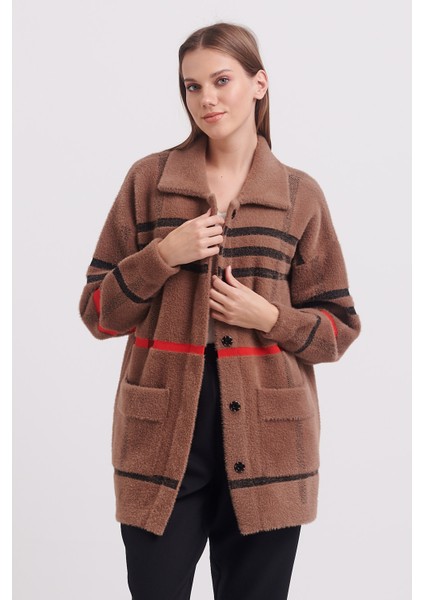 Şerit Çizgili Kısa Hırka