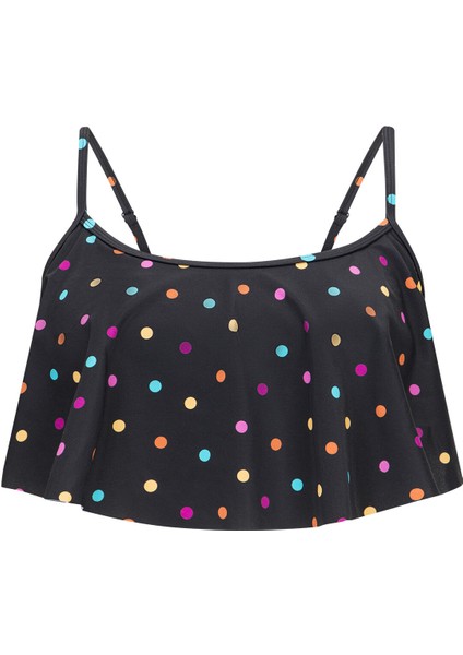 Siyah Colorful Spotted Crop Bikini Üstü