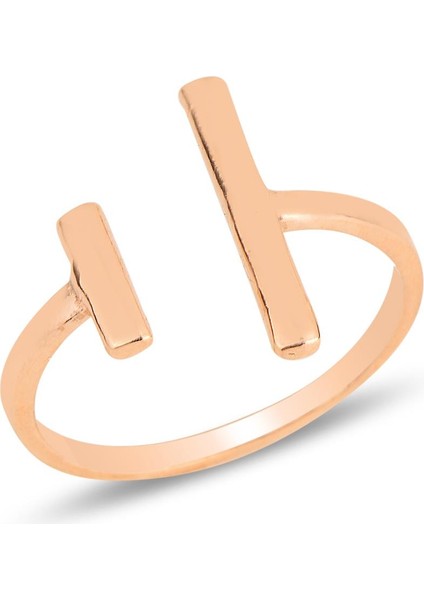 Gümüş Rose Modern Tasarımlı Üstten Ayarlamalı Yüzük