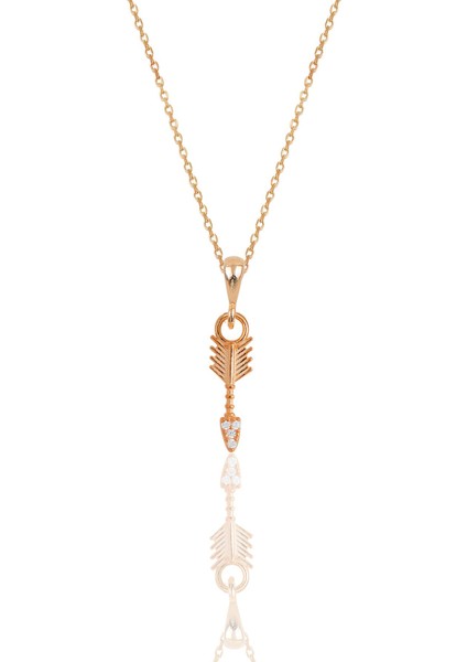Gümüş Rose Zirkon Taşlı Ok Kolye