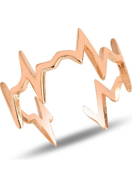 Gümüş Rose Kalp Ritmi Ayarlamalı Yüzük