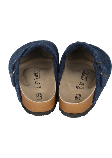 Hogus İthal Unisex Kışlık Önü Kapalı Keçeli Günlük Sabo Ev Terliği Misafir Ev Terliği Lacivert fırsatları