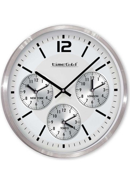 Metal Çerçeveli 4'lü Dünya Otel Duvar Saati 50 cm