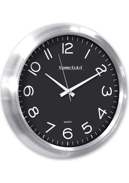 Metal Çerçeveli Salon Ofis Siyah Duvar Saati 34 cm