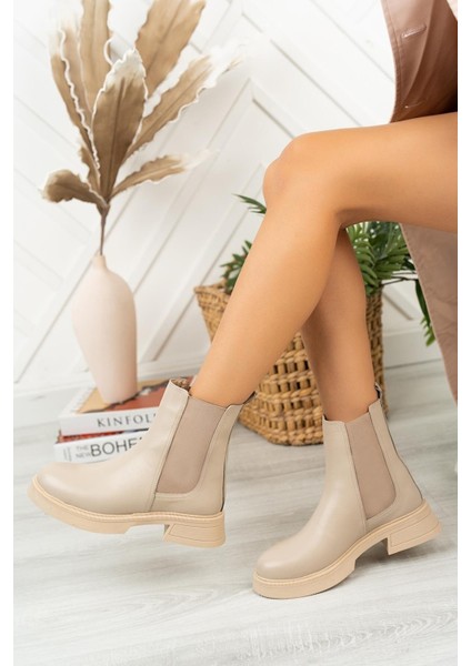 Çift Lastikli Sade Yeni Trend Deri Oropedik Kadın Bot