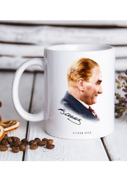 Kişiye Özel Atatürk Temalı Beyaz Kupa Bardak-11