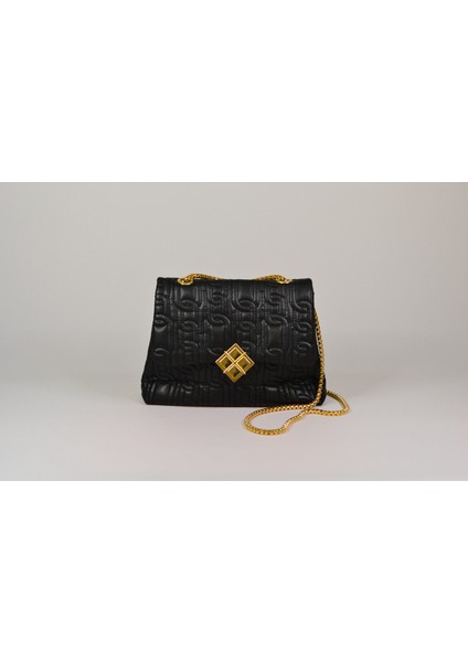 2348 Kare Toka Katlın Zincir Askı Kadın Çapraz Çanta Omuz Çantası - Liva - 2348 - Siyah indirimleri