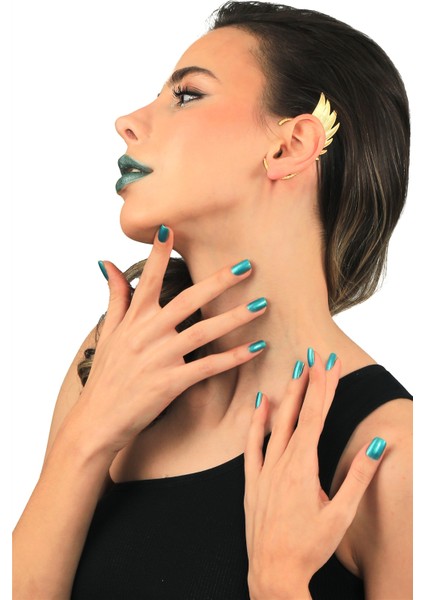Kadın Mat Altın Renk Kaplama Sol Kulak Geçirmeli Model Yaprak Formlu Ear Cuff Küpe fiyatları