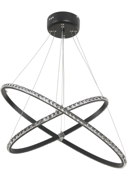 Elips Crystal Taşlı Beyaz Ledli Avize