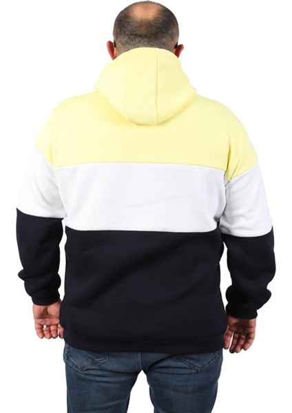 Büyük Beden Parçalı Kapüşonlu Sweat 22736 Sarı fiyatları