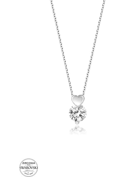 Swarovski Taşlı Gümüş Kalp Kolye