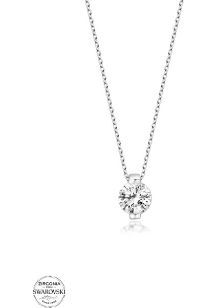 Taşlı Gümüş Tektaş Kadın Kolye