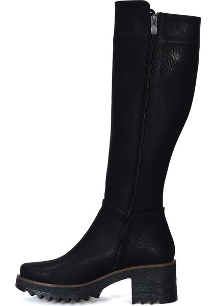 Siyah Kapital Topuklu Kadın Çizme modelleri
