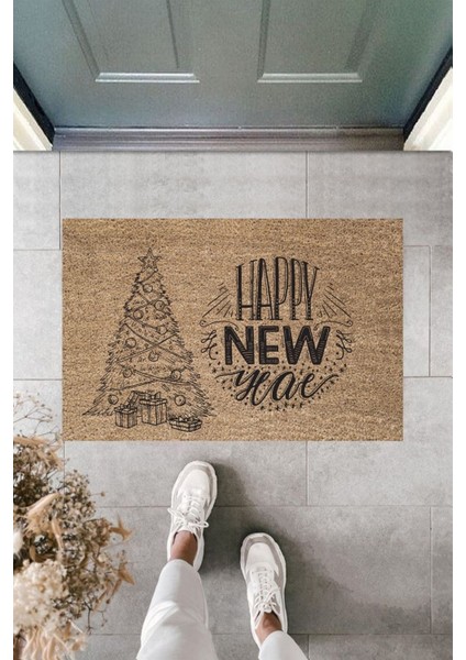 Modern Baskı - Happy New Year 4 - Karşılama Kapı Önü Paspası
