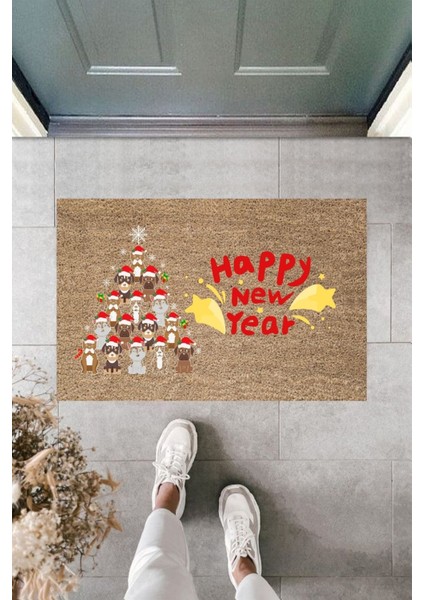 Modern Baskı - Happy New Year 5 - Karşılama Kapı Önü Paspası