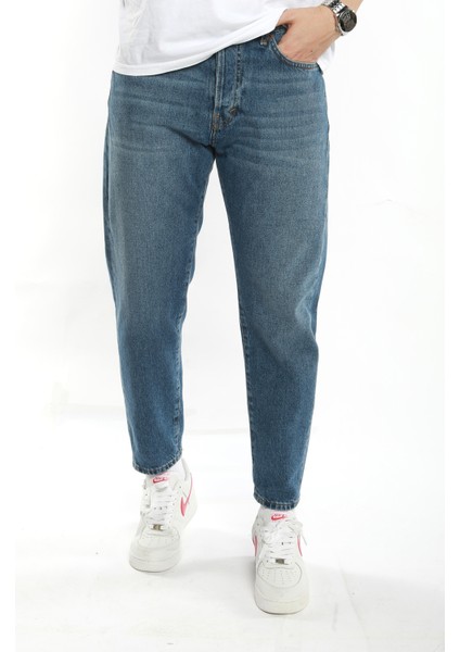 The Trend Man Koyu Mavi Boyfriend Jeans Pantolon