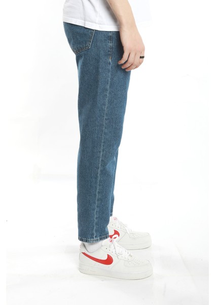 The Trend Man Lacivert Taşlamasız Boyfriend Jeans Pantolon