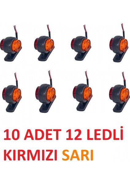 Mini Takoz Lamba 12 Ledli Kırmızı Sarı 10 Adet Yüksek Işık