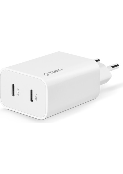 Ttec Smartcharger Duo Pro Gan 50W Pd Seyahat Hızlı Şarj Aleti Usb-C + Usb-C