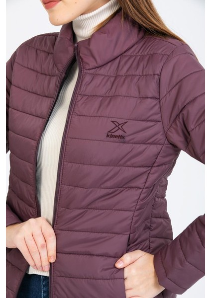 SN659 Basıc Padded Coat Mürdüm Günlük  Kadın Şişme Mont