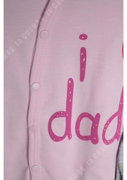Cosmos Daddy Baskılı Pembe Bebek Tulum 0-3 Ay 56-62 + Şapka