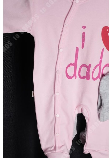 Cosmos Daddy Baskılı Pembe Bebek Tulum 0-3 Ay 56-62 + Şapka