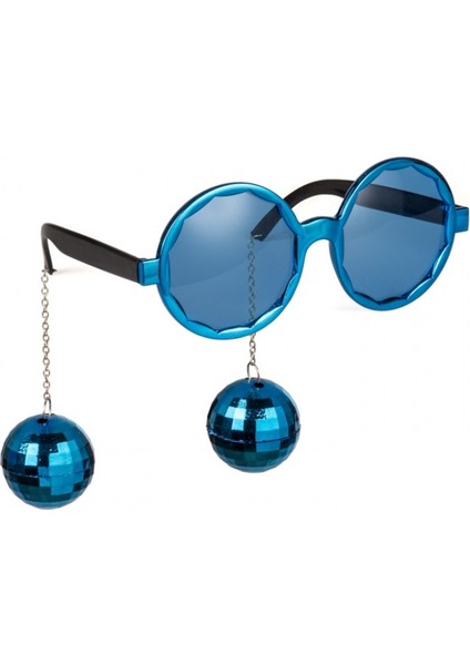 Mavi Renk Disko Toplu Küpeli Parlak Yılbaşı Parti Gözlüğü Clz