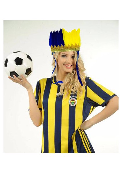 Sarı Lacivert Fenerbahçe Taraftar Tüylü Saç Bandı Clz