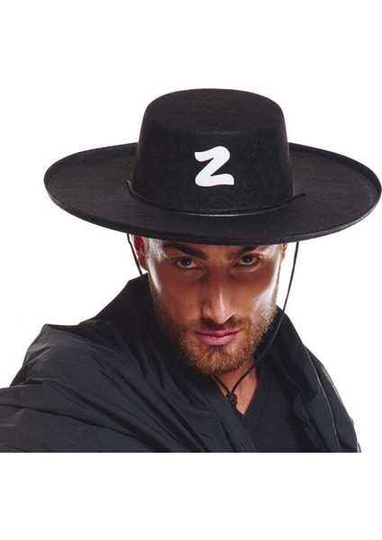 Z Logolu Yetişkin Boy Bağcıklı Zorro Şapkası Clz