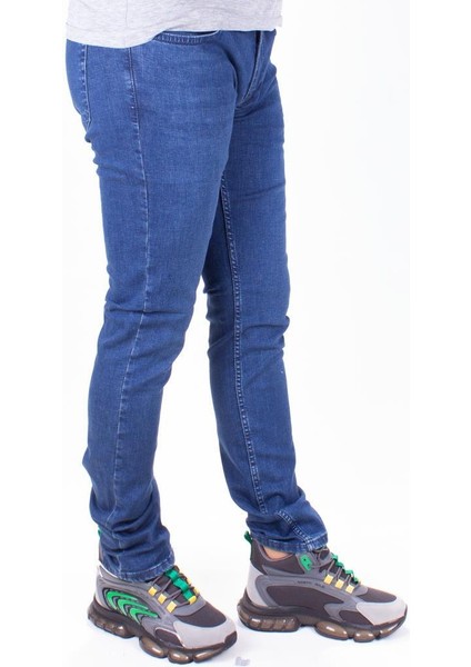Perm 9133-157 Mavi Düşük Bel Dar Paça Erkek Jeans Pantolon