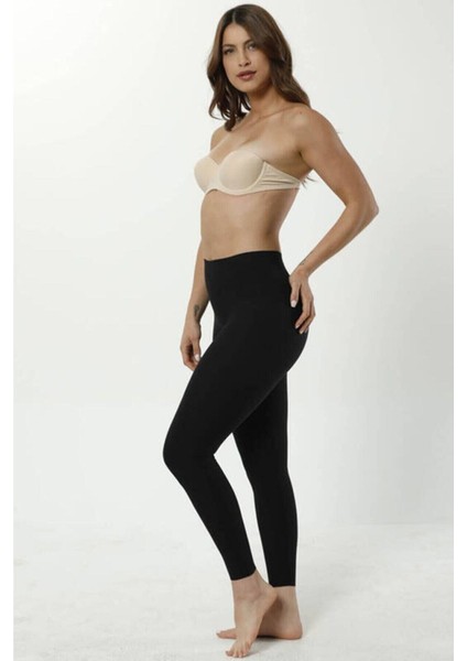 Kadın Siyah Lazer Kesim Dikişsiz 2 Beden Incelten Kadın Korse Tayt