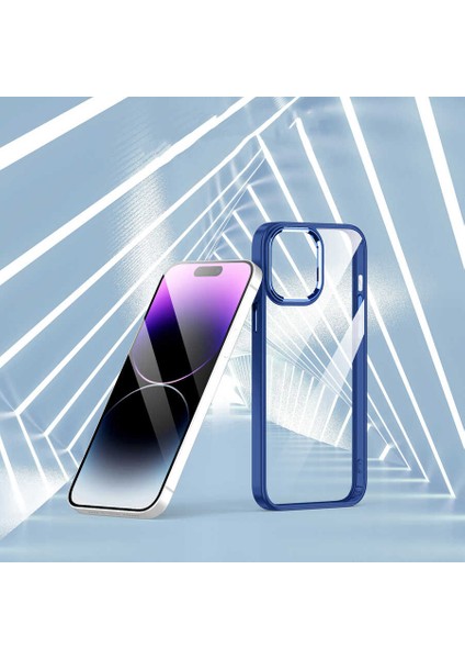 Caseworld Apple iPhone 14 Pro Kapak Metal Kamera Korumalı Arkası Şeffaf Silikon Kılıf - Siyah fırsatları