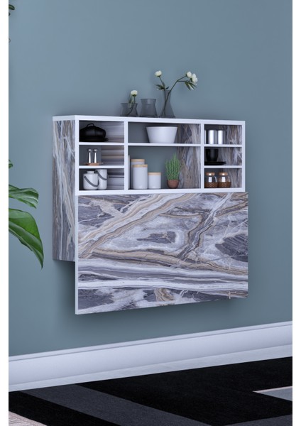 DF01104KD Duvara Monte Pratik Raflı Katlanır Kırma Masa Mutfak ve Yemek Masası fiyatları