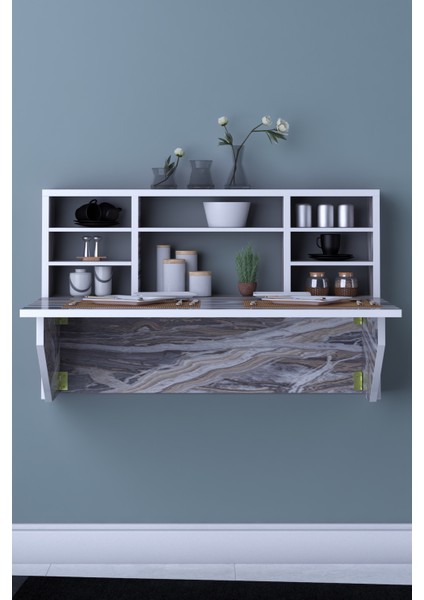 DF01104KD Duvara Monte Pratik Raflı Katlanır Kırma Masa Mutfak ve Yemek Masası modelleri