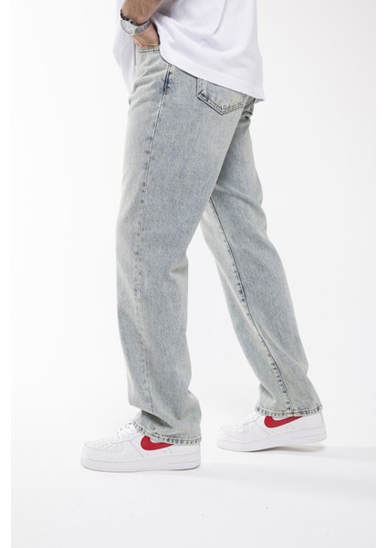 Baggy Düz Koyu Buz Mavi Uzun Paça Boyfriend Jeans Pantolon fırsatları